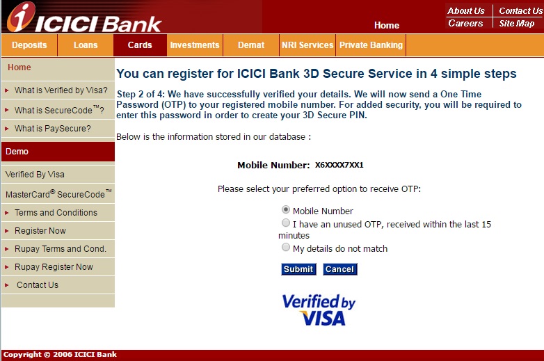 3d secure pin icici bank forex card