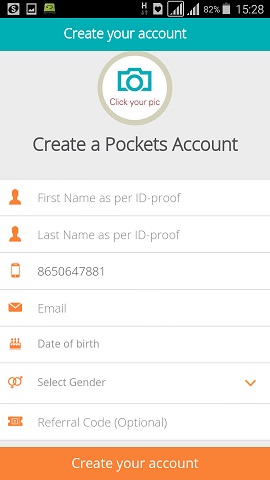 icici pocket app registeration page